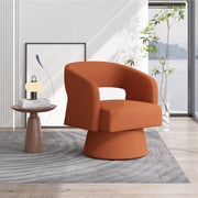 Nalupatio Swivel Barrel Accent Chair, Linen Fabric Upholstered Armchair with Wood Frame & Spring Support,Modern Comfy Lounge Sofa Chair with Round Back for Reading Living Room Bedroom,Beige