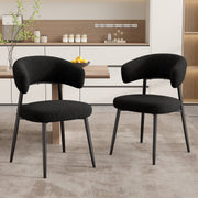Hawsaiy Dining Chairs Set of 2/4/6, Mid Century Modern Boucle Upholstered Dining Chairs with Curved Backrest, Kitchen Dining Room Chairs with Black Metal Legs