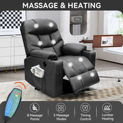 Hawsaiy PU Leather Power Lift Recliner with Massage and Heat for Elderly, Comfy Ergonomic Lounge Sofa Chair with Remote Control, 2 Cup Holders and Side Pockets