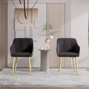 Hawsaiy Modern Accent Dining Chairs Set of 2,Upholstered Linen Fabric Living Room Chairs,Comfy Accent Chair with Metal Legs for Kitchen Dining Room Bedroom Reading Room Waiting Room