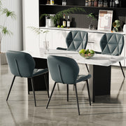 Nalupatio Modern Dining Chairs Set of 2, PU Leather Dining Room Chairs with Waterproof Surface and Metal Legs for Kitchen Restaurant and Living Room, Dark Blue