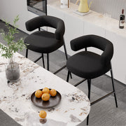 Hawsaiy Counter Height Bar Stools Set of 2, Pelletized Velvet Upholstered Modern Counter Stool,Low Back Barstools, Velvet Bar Chairs with Metal Legs,Beige