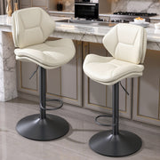 Hawsaiy Swivel Bar Stools Set of 2/4, Adjustable Height Faux Leather Bar Stools with Back, Double-Layer Upholstered Counter Height Bar Chairs for Kitchen Island