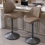 Hawsaiy Swivel Bar Stools Set of 2/4, Adjustable Height Faux Leather Bar Stools with Back, Double-Layer Upholstered Counter Height Bar Chairs for Kitchen Island