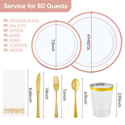 Hawsaiy 350 Pieces Silver Disposable Plastic Plates for 50 Guests