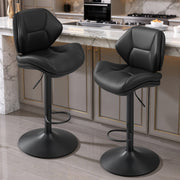 Hawsaiy Swivel Bar Stools Set of 2/4, Adjustable Height Faux Leather Bar Stools with Back, Double-Layer Upholstered Counter Height Bar Chairs for Kitchen Island