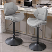 Hawsaiy Swivel Bar Stools Set of 2/4, Adjustable Height Faux Leather Bar Stools with Back, Double-Layer Upholstered Counter Height Bar Chairs for Kitchen Island