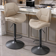 Hawsaiy Swivel Bar Stools Set of 2/4, Adjustable Height Faux Leather Bar Stools with Back, Double-Layer Upholstered Counter Height Bar Chairs for Kitchen Island