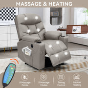 Hawsaiy PU Leather Power Lift Recliner with Massage and Heat for Elderly, Comfy Ergonomic Lounge Sofa Chair with Remote Control, 2 Cup Holders and Side Pockets