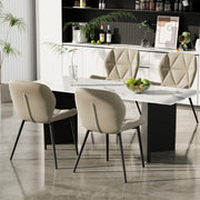 Nalupatio Modern Dining Chairs Set of 2, PU Leather Dining Room Chairs with Waterproof Surface and Metal Legs for Kitchen Restaurant and Living Room, Dark Blue