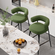 Hawsaiy Counter Height Bar Stools Set of 2, Pelletized Velvet Upholstered Modern Counter Stool,Low Back Barstools, Velvet Bar Chairs with Metal Legs,Beige