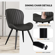 Hawsaiy Modern Dining Room Chairs Set of 2/4/6, Upholstered Kitchen Dinner Chair Fabric and Curved Backrest Kitchen Chairs Dark Grey