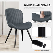 Hawsaiy Modern Dining Room Chairs Set of 2/4/6, Upholstered Kitchen Dinner Chair Fabric and Curved Backrest Kitchen Chairs Dark Grey