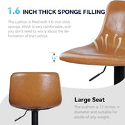 Nalupatio Bar Stools Set of 2/4, Adjustable Bar Stools with Back, Modern PU Leather Swivel Height Adjustable Stool Chair for Home Kitchen Island