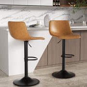 Nalupatio Bar Stools Set of 2/4, Adjustable Bar Stools with Back, Modern PU Leather Swivel Height Adjustable Stool Chair for Home Kitchen Island