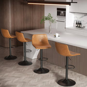 Nalupatio Bar Stools Set of 2/4, Adjustable Bar Stools with Back, Modern PU Leather Swivel Height Adjustable Stool Chair for Home Kitchen Island