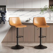 Nalupatio Bar Stools Set of 2/4, Adjustable Bar Stools with Back, Modern PU Leather Swivel Height Adjustable Stool Chair for Home Kitchen Island
