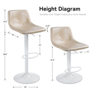 Hawsaiy Bar Stools Set of 2/4, Adjustable Bar Stools with Back, Modern PU Leather Swivel Height Adjustable Stool Chair for Home Kitchen Island