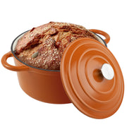 Kerilyn 4.5QT Enameled Dutch Oven- Chafing Dishes with Dual Handles,Non-stick Enamel Coated Cookwarefor Bread Baking, Cooking, andVersatile Kitchen Use