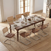 Hawsaiy Velvet Rattan Dining Chairs Set of 2/3/4/6/8, Upholstered Dining Room Chairs with Cane Back, Mid Century Modern Cantilever Kitchen Chairs, Chrome Frame Armless Side Chairs