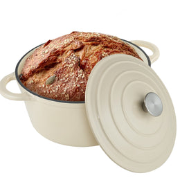 Kerilyn 4.5QT Enameled Dutch Oven- Chafing Dishes with Dual Handles,Non-stick Enamel Coated Cookwarefor Bread Baking, Cooking, andVersatile Kitchen Use