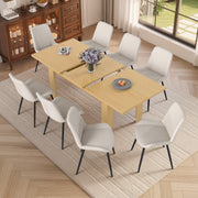 Hawsaiy Extendable Dining Table Set for 4, PU Leather Dining Chairs, Farmhouse Kitchen Dining Room Set, Hidden Leaf Dining Table Seats 6-8