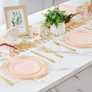 Hawsaiy 350PCS Gold Disposable Dinnerware Set for 50 Guests, Lace Design Plastic Plate Sets, Gold Silverware, Cups & Napkins – Party Supplies for Weddings, Birthdays, Holidays