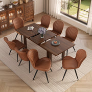 Hawsaiy Extendable Dining Table Set for 4, Shell Back Upholstered Dining Chairs, Farmhouse Kitchen Dining Room Set, Hidden Leaf Dining Table Seats 6-8