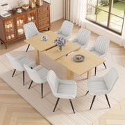 Hawsaiy Extendable Dining Table Set for 6, Upholstered Dining Chairs, Farmhouse Kitchen Dining Room Set, Hidden Leaf Dining Table Seats 6-8