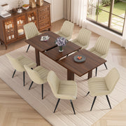 Hawsaiy Extendable Dining Table Set for 6, Upholstered Dining Chairs, Farmhouse Kitchen Dining Room Set, Hidden Leaf Dining Table Seats 6-8