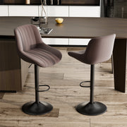 Nalupatio Bar Stools Set of 2 Adjustable Height Swivel Bar Stools with Backs Performance Fabric Seat Barstools for Home Kitchen Island Smoky Grey