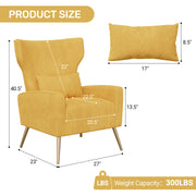 Hawsaiy Mid Century Modern Velvet Accent Chair Set of 1/2, High Back Armchair with Metal Legs, Upholstered Comfy Chair for Living Room and Bedroom