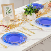 Hawsaiy 350PCS Gold Disposable Dinnerware Set for 50 Guests, Lace Design Plastic Plate Sets, Gold Silverware, Cups & Napkins – Party Supplies for Weddings, Birthdays, Holidays