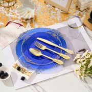 Hawsaiy 350PCS Gold Disposable Dinnerware Set for 50 Guests, Lace Design Plastic Plate Sets, Gold Silverware, Cups & Napkins – Party Supplies for Weddings, Birthdays, Holidays