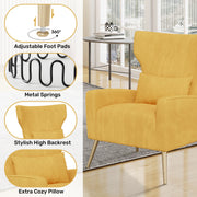 Hawsaiy Mid Century Modern Velvet Accent Chair Set of 1/2, High Back Armchair with Metal Legs, Upholstered Comfy Chair for Living Room and Bedroom