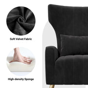 Nalupatio Velvet Fabric Upholstered Reading Comfy Mid Century Modern Armchair with Metal Legs and Spring Support, Accent Chair for Living Room,Beige