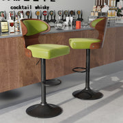 Nalupatio Bar Stools Set of 2 Seat Adjustable Height 24.5-33.5IN - Bentwood Swivel Barstools with Back & Footrest - PU Leather Upholstered Bar Chair for Bar, Kitchen, Dining Room