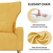 Hawsaiy Mid Century Modern Velvet Accent Chair Set of 1/2, High Back Armchair with Metal Legs, Upholstered Comfy Chair for Living Room and Bedroom