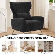 Nalupatio Velvet Fabric Upholstered Reading Comfy Mid Century Modern Armchair with Metal Legs and Spring Support, Accent Chair for Living Room,Beige