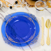 Hawsaiy 350PCS Gold Disposable Dinnerware Set for 50 Guests, Lace Design Plastic Plate Sets, Gold Silverware, Cups & Napkins – Party Supplies for Weddings, Birthdays, Holidays
