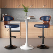 Nalupatio Bar Stools Set of 2 Seat Adjustable Height 24.5-33.5IN - Bentwood Swivel Barstools with Back & Footrest - PU Leather Upholstered Bar Chair for Bar, Kitchen, Dining Room