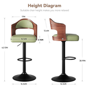 Nalupatio PU Leather Upholstered Barstools with Wooden Backrest Set of 2/4