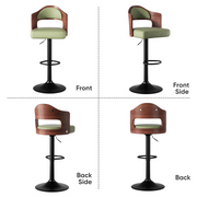 Nalupatio PU Leather Upholstered Barstools with Wooden Backrest Set of 2/4