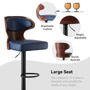 Hawsaiy PU Leather Upholstered Bar Set of 1/2//3/4  with Back & Footrest