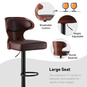 Hawsaiy PU Leather Upholstered Bar Set of 1/2//3/4  with Back & Footrest