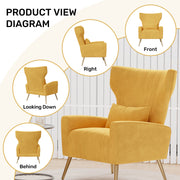 Hawsaiy Mid Century Modern Velvet Accent Chair Set of 1/2, High Back Armchair with Metal Legs, Upholstered Comfy Chair for Living Room and Bedroom