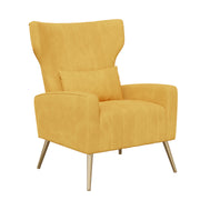 Nalupatio Velvet Fabric Upholstered Reading Comfy Mid Century Modern Armchair with Metal Legs and Spring Support, Accent Chair for Living Room,Beige