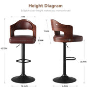 Nalupatio PU Leather Upholstered Barstools with Wooden Backrest Set of 2/4