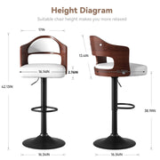 Nalupatio PU Leather Upholstered Barstools with Wooden Backrest Set of 2/4