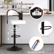 Nalupatio PU Leather Upholstered Barstools with Wooden Backrest Set of 2/4